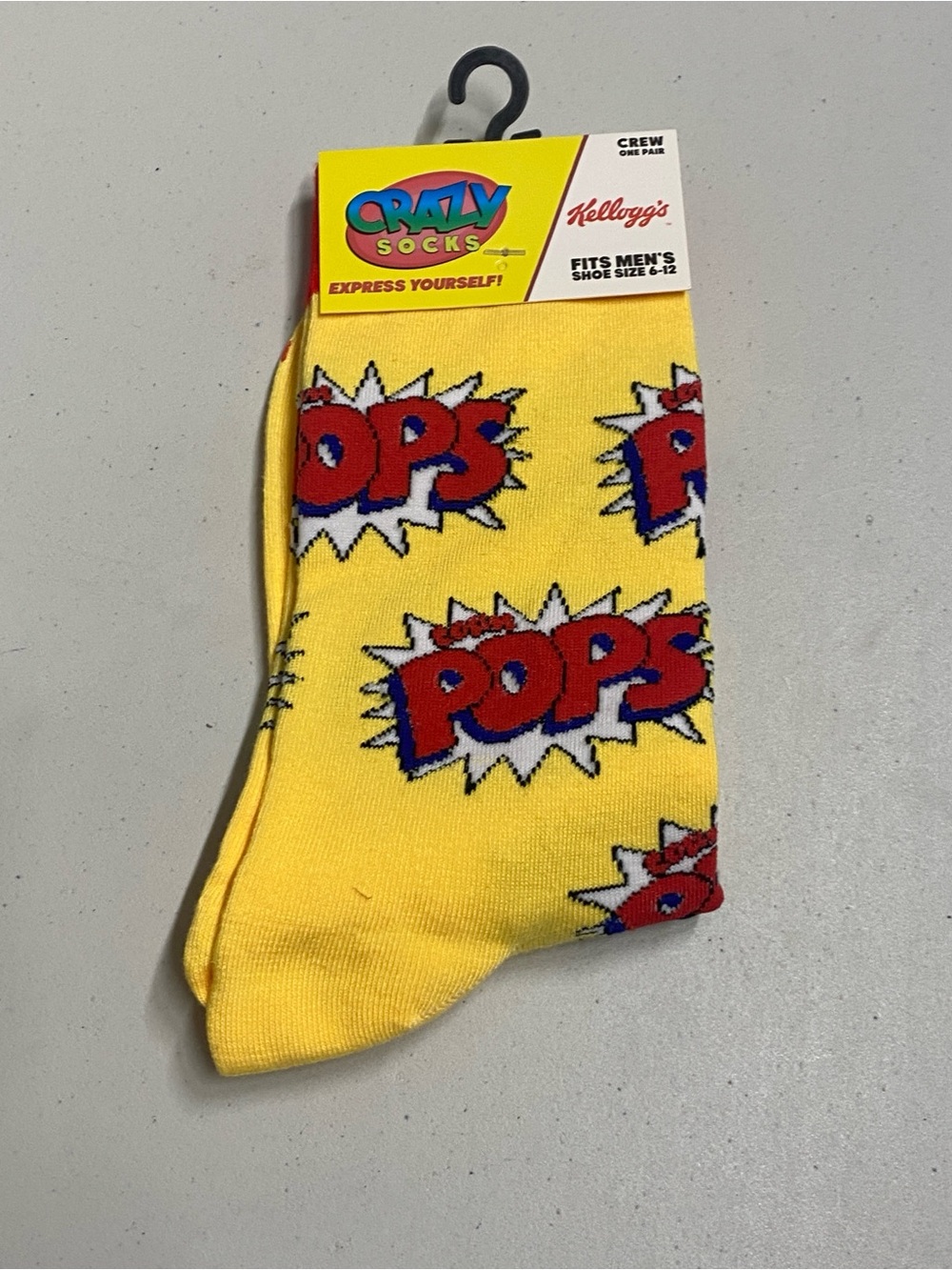 Crazy Socks x Kellogg's Pops Yellow Crew Socks for Men